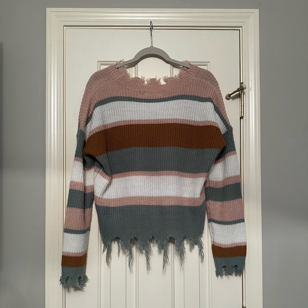 🌊Multi lightweight shredded sweater ( spring / summer nights) Never worn